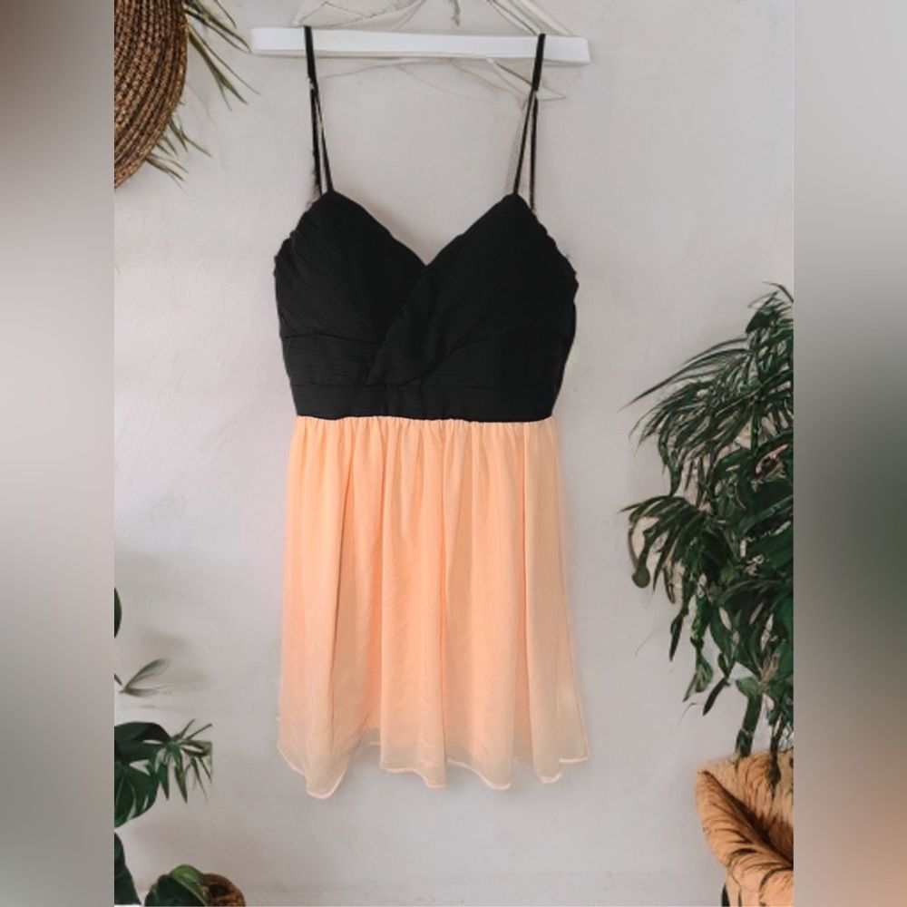 theGLaM Black Peach Chiffon Mini Dress L